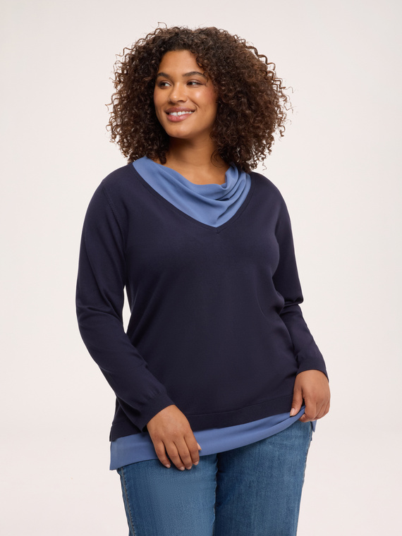 Sweater with contrast draping