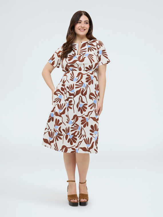 Robe ligne A avec imprim&eacute;