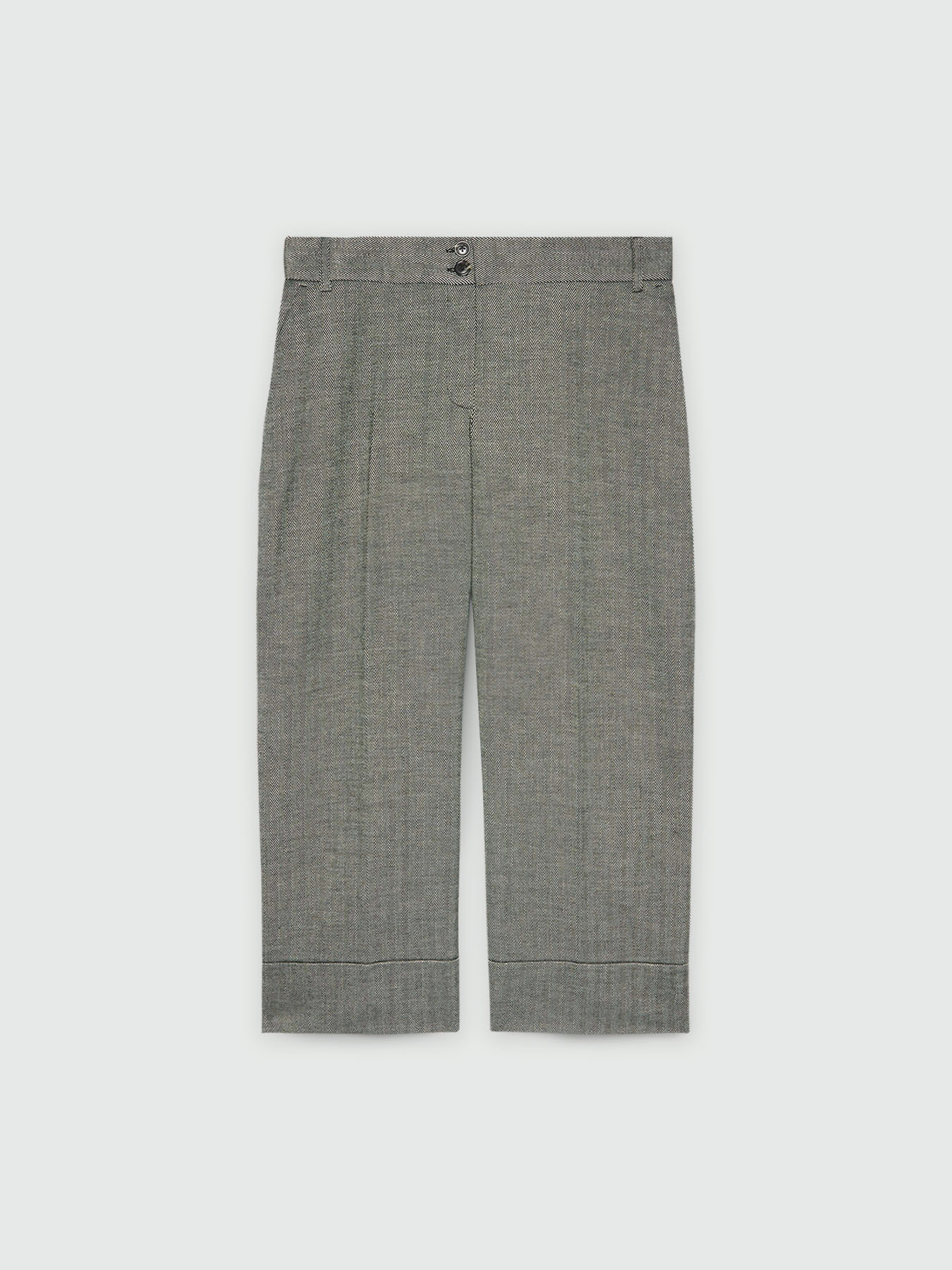 Pantalones cropped con estampado de espiga image number 4