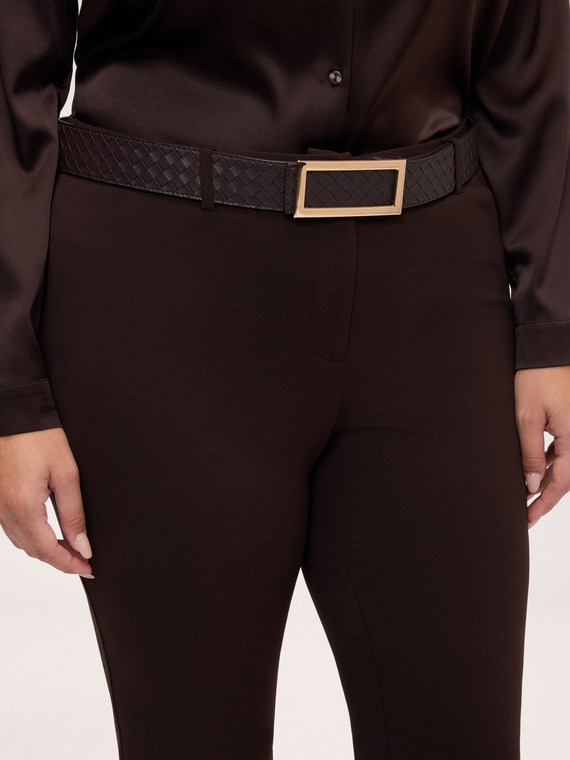 Braided belt with rectangular buckle