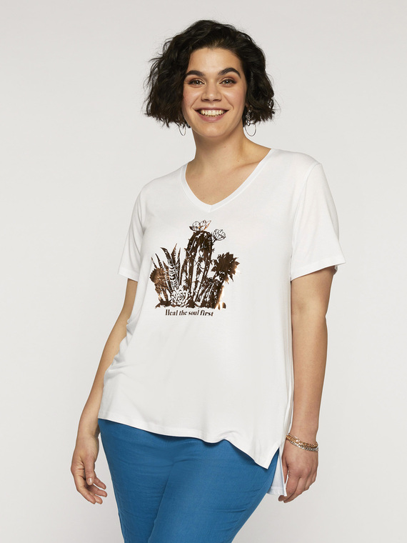 Fiorella Rubino T-shirt con stampa laminata Donna