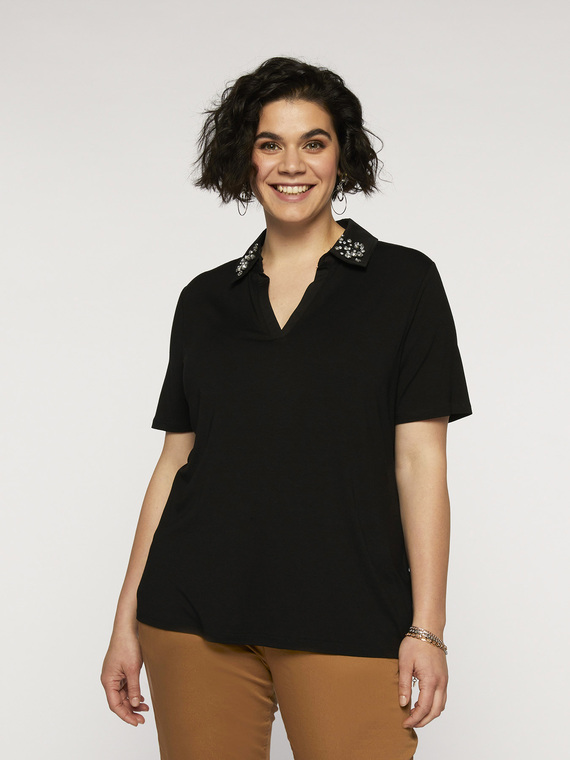 Fiorella Rubino T-shirt con ricamo sul colletto Donna