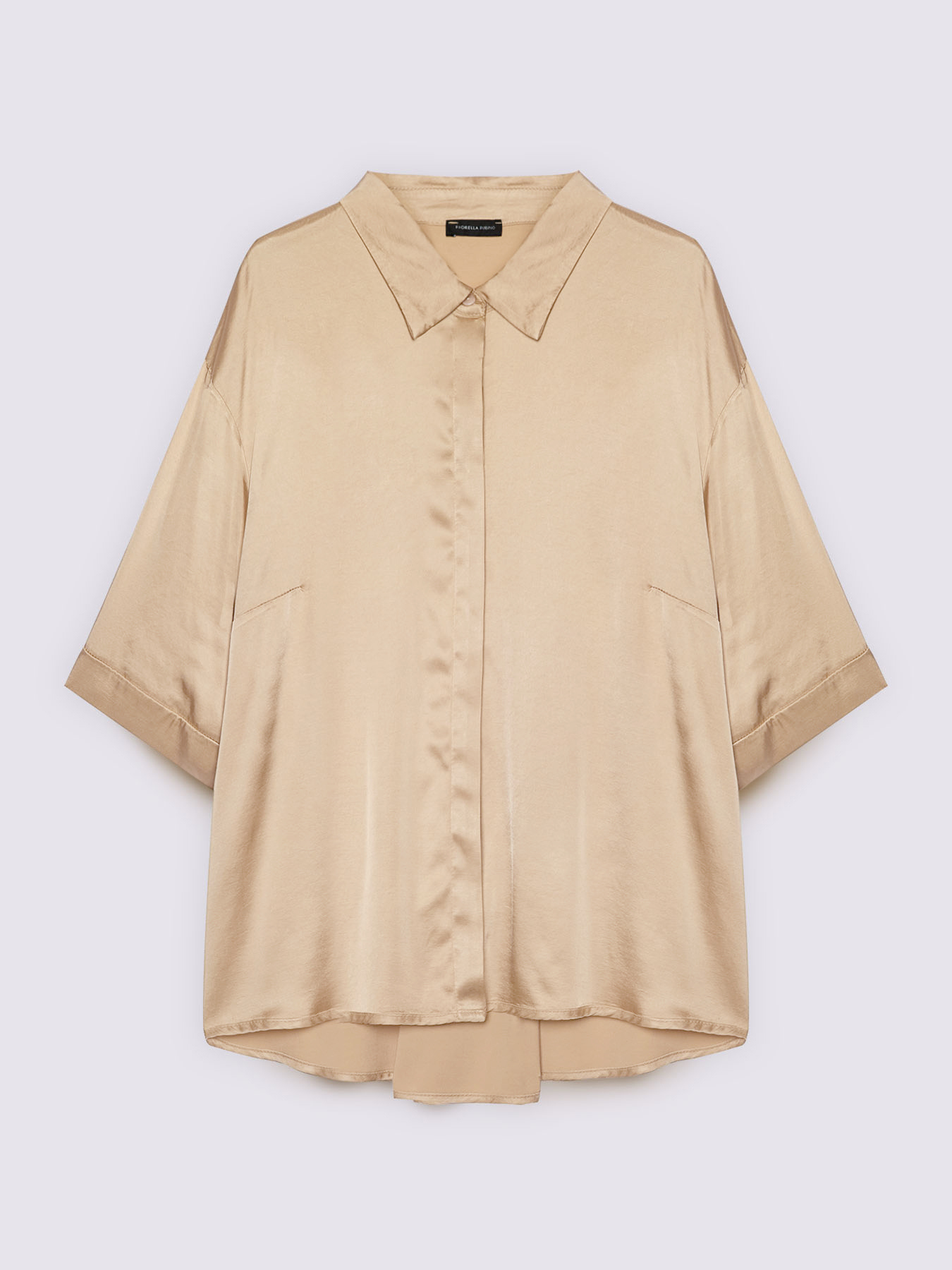 Camicia in raso stretch con maniche a tre quarti image number 4