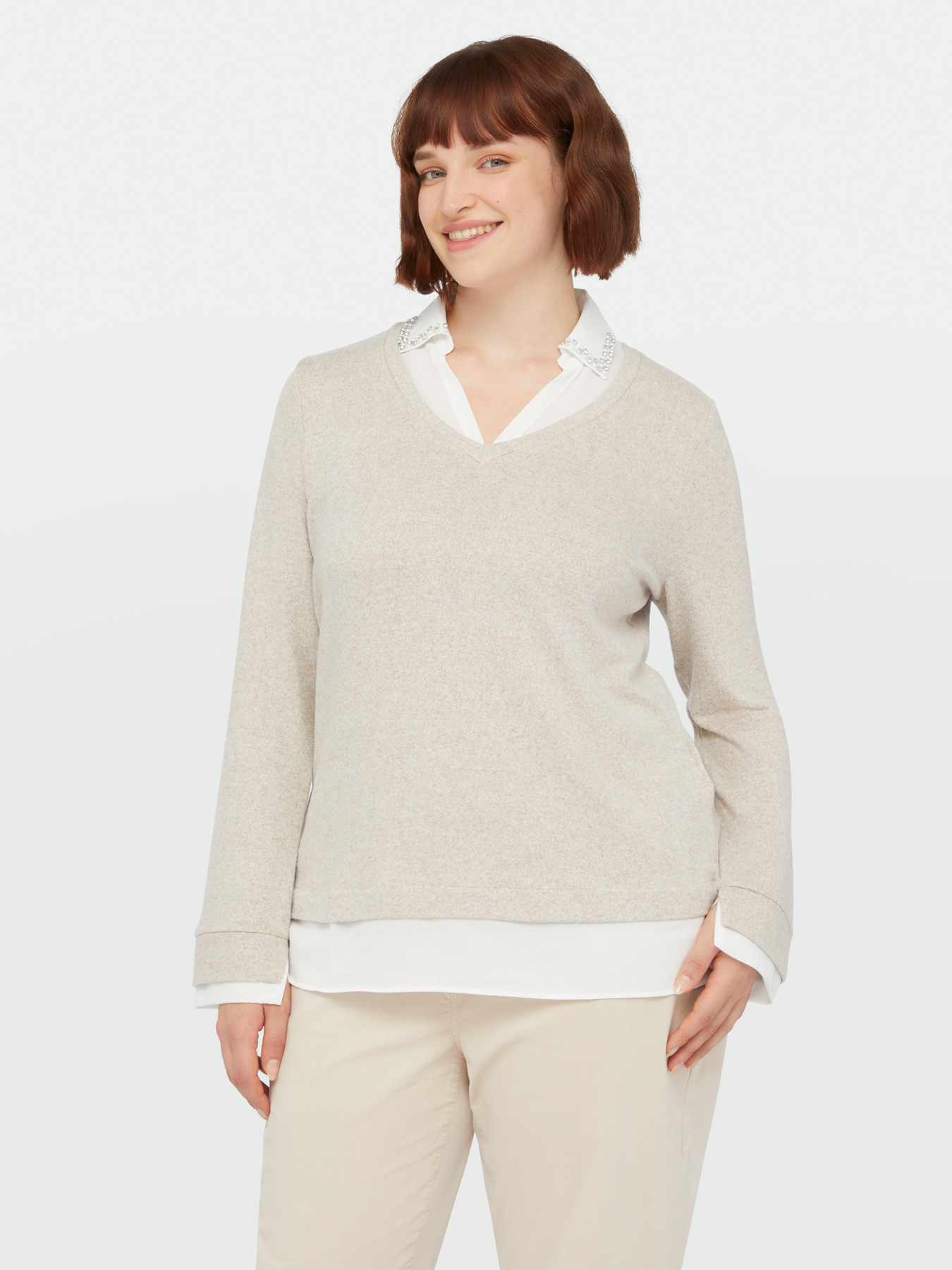 Camiseta de dos tejidos con bordado image number 2