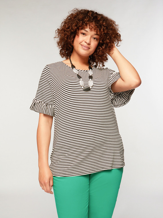 Fiorella Rubino T-shirt a righe con volants Donna