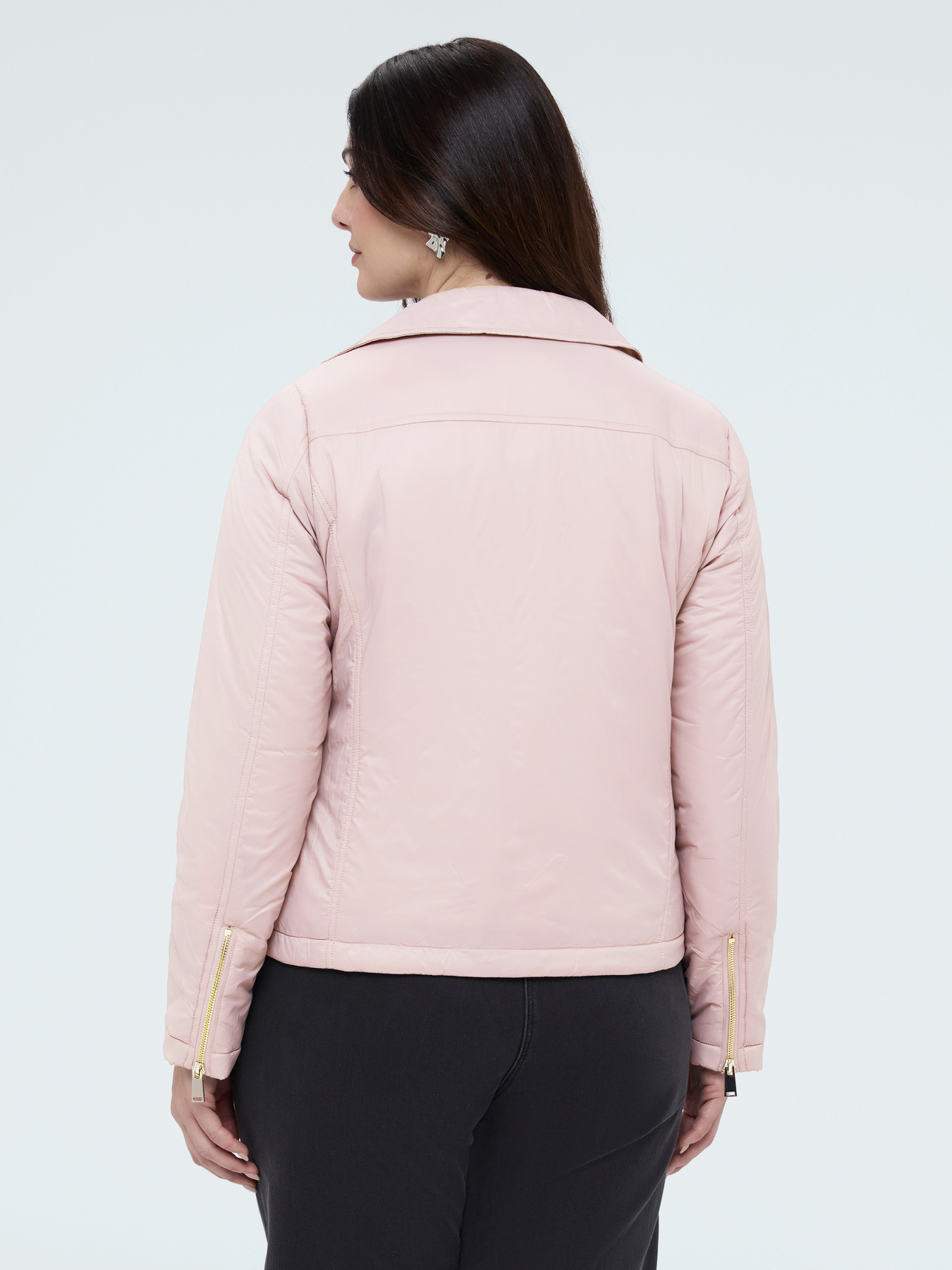 Biker puffer jacket with asymmetric closure image number 1