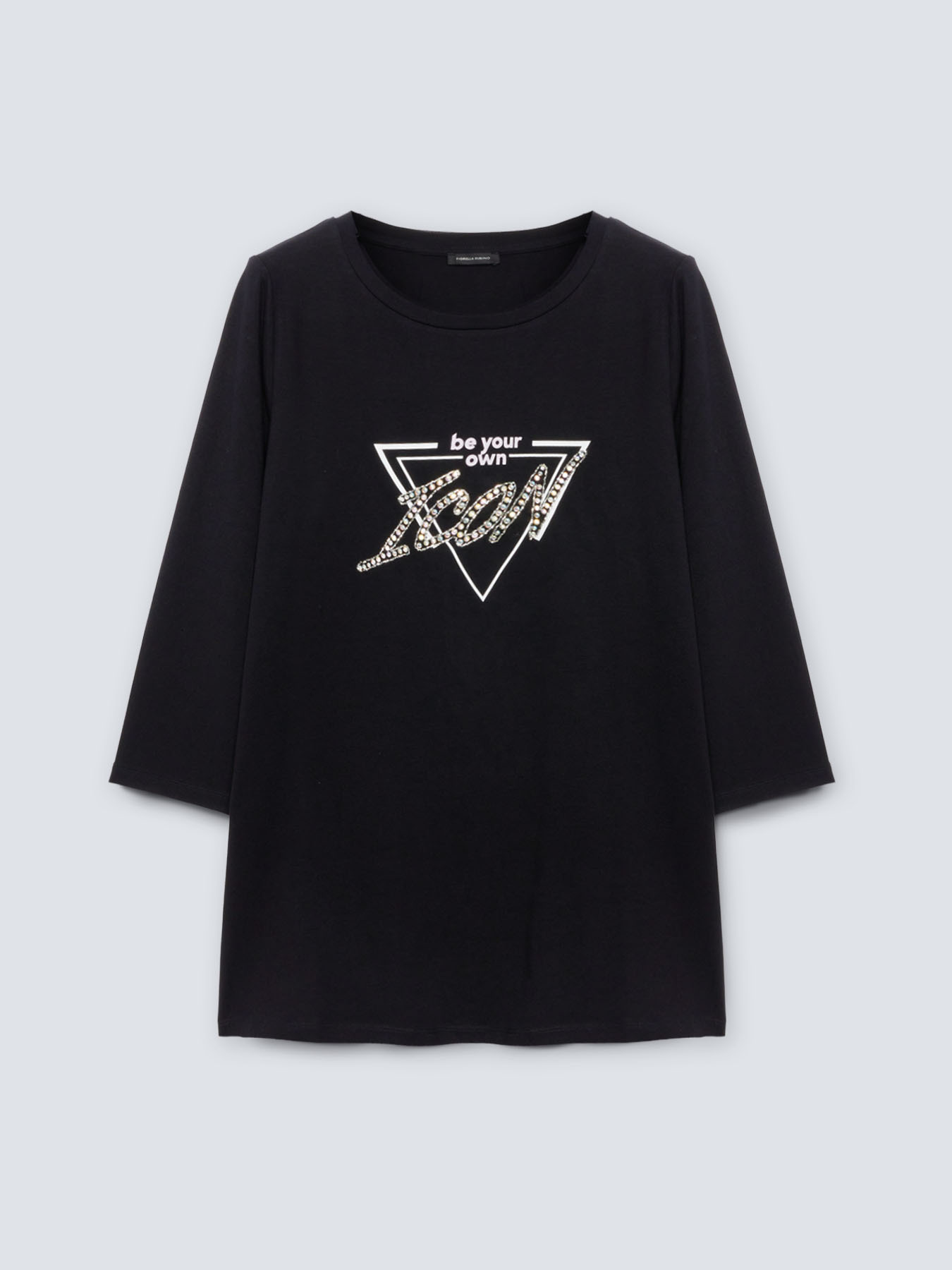 T-Shirt mit Druck und Strass-Steinchen image number 4