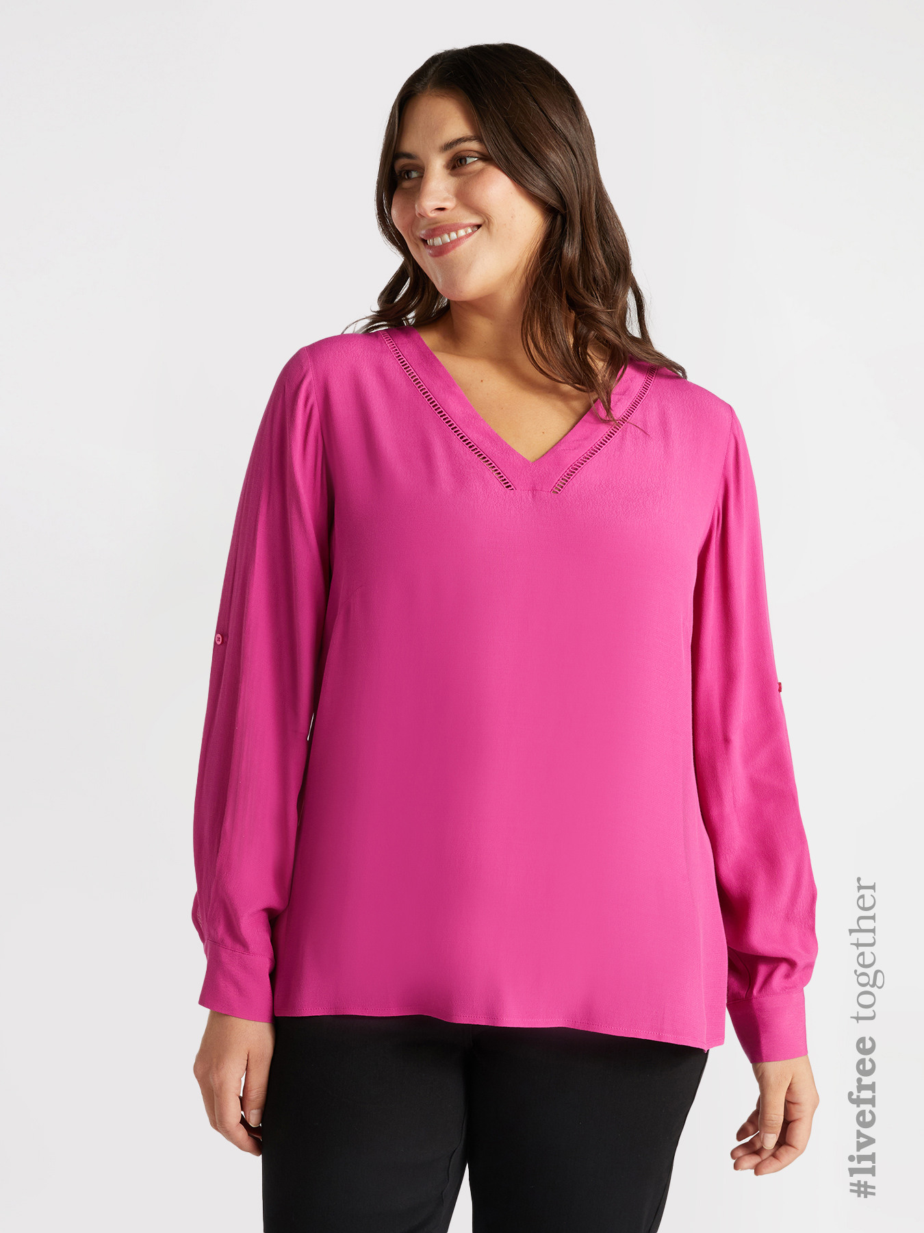 Blusa scollata a V con viscosa LENZING&trade; ECOVERO&trade; image number 0