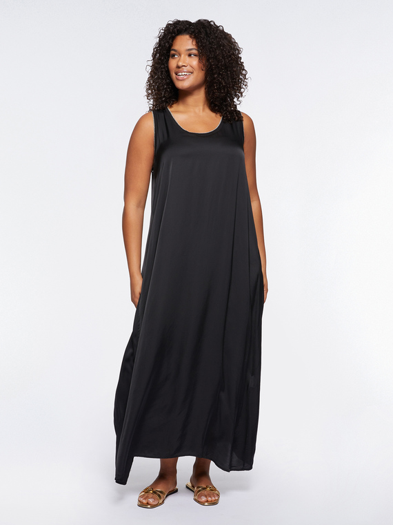 Fiorella Rubino - Vestito lungo in raso Donna, Nero Taglia: 43 (52 IT)