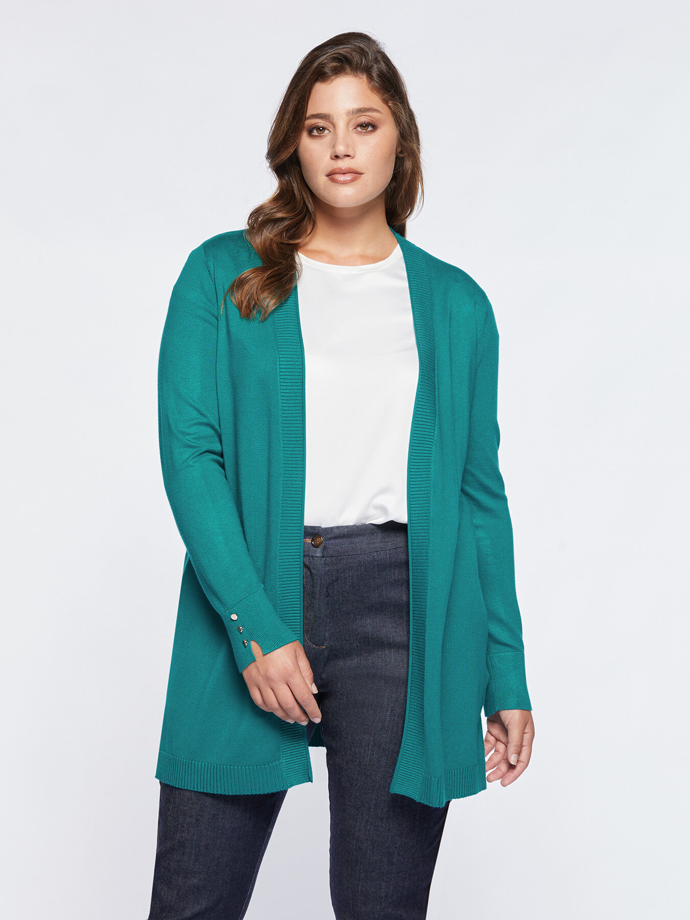 Long open front cardigan image number 0