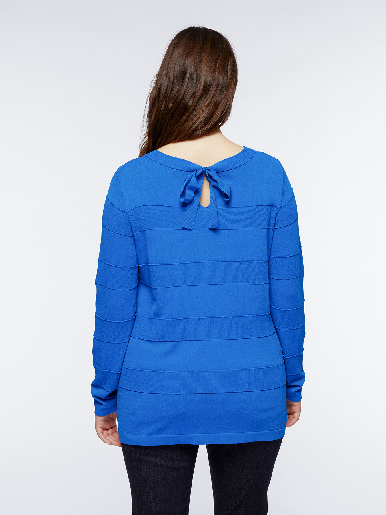 Gestreifter Pullover mit Schn&uuml;rung auf der R&uuml;ckseite image number 1