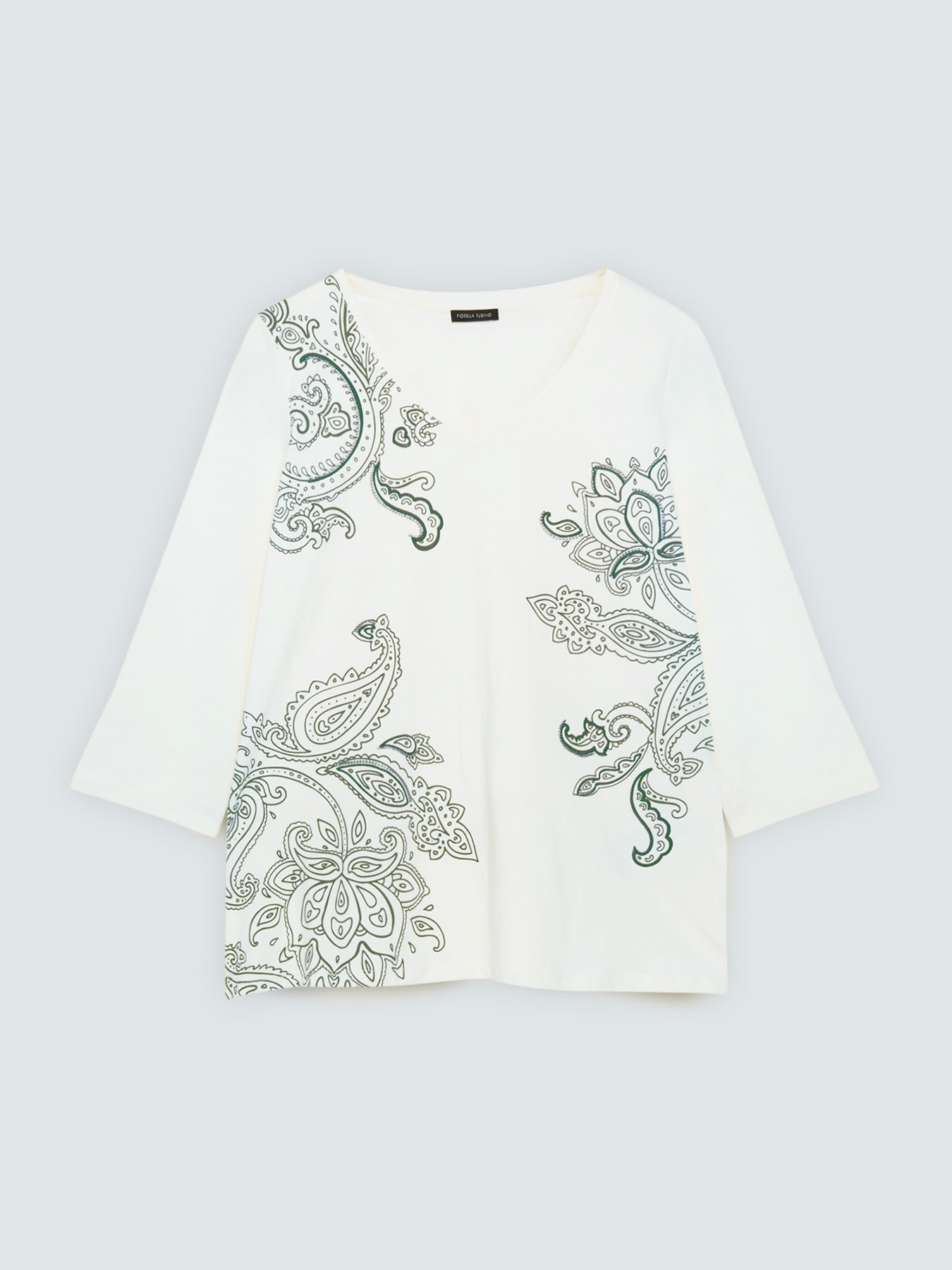 Cotton t-shirt with paisley print image number 4