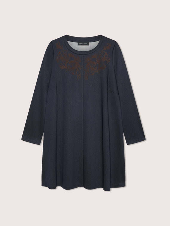 Short A-line dress with floral embroidery