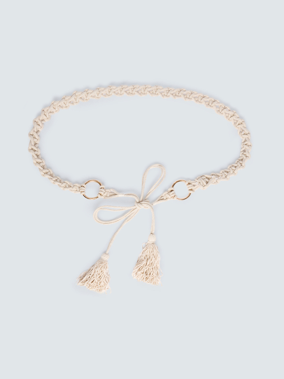 Braided rope belt with rings