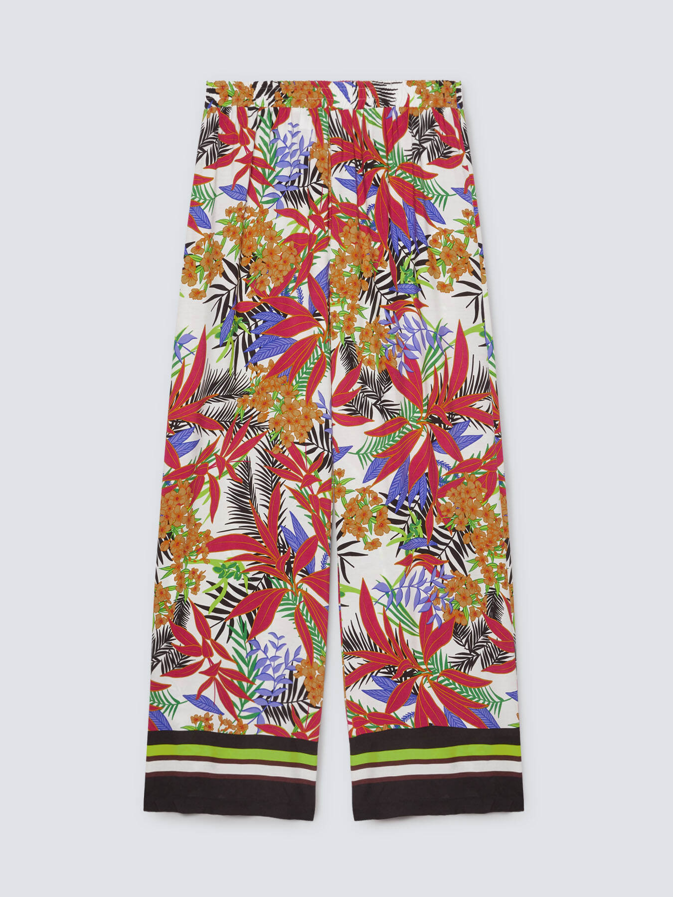 Weite gebl&uuml;mte Hose mit Bord&uuml;ren image number 3