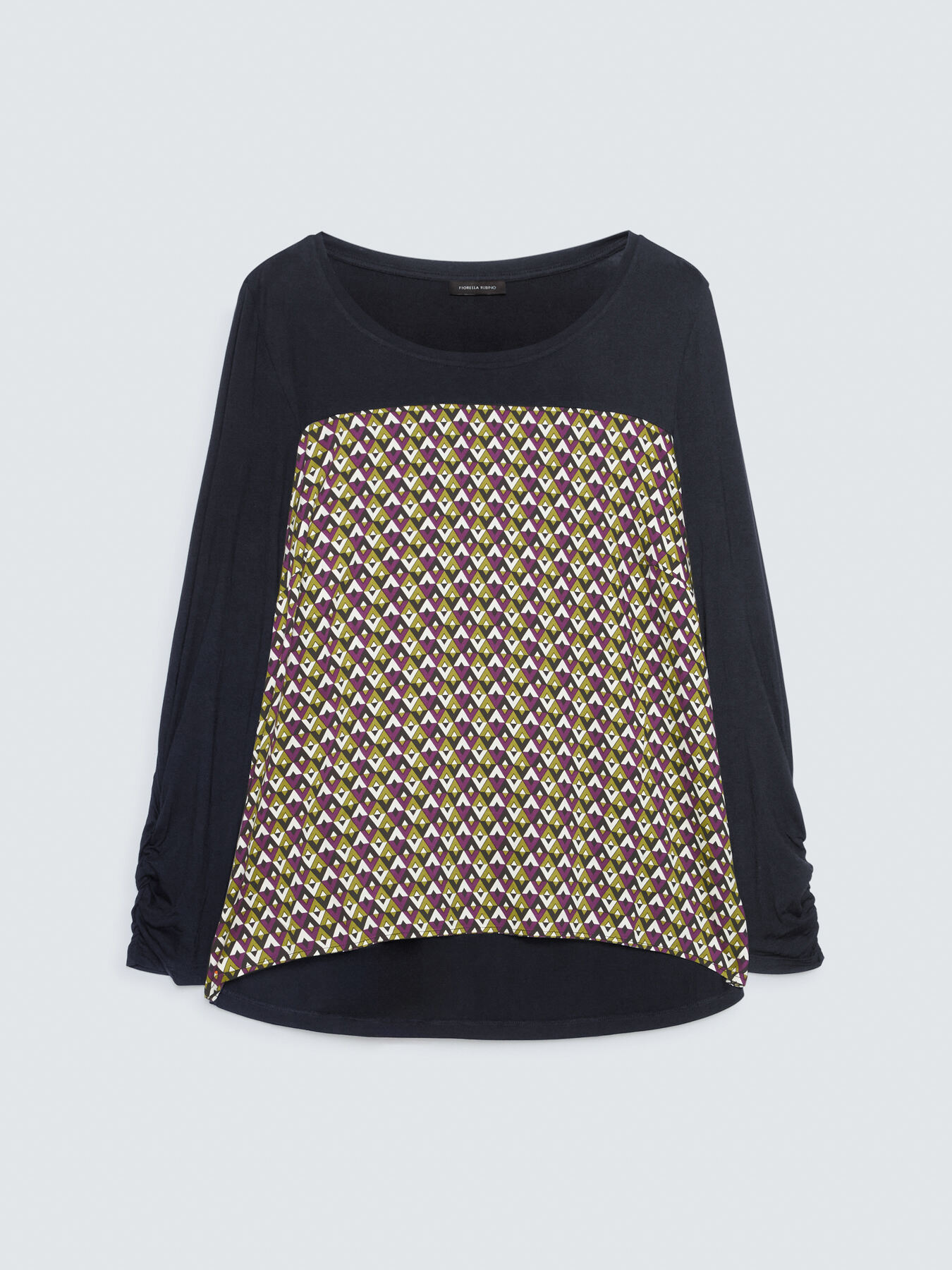 Zweifarbiges T-Shirt mit Optical-Print image number 4