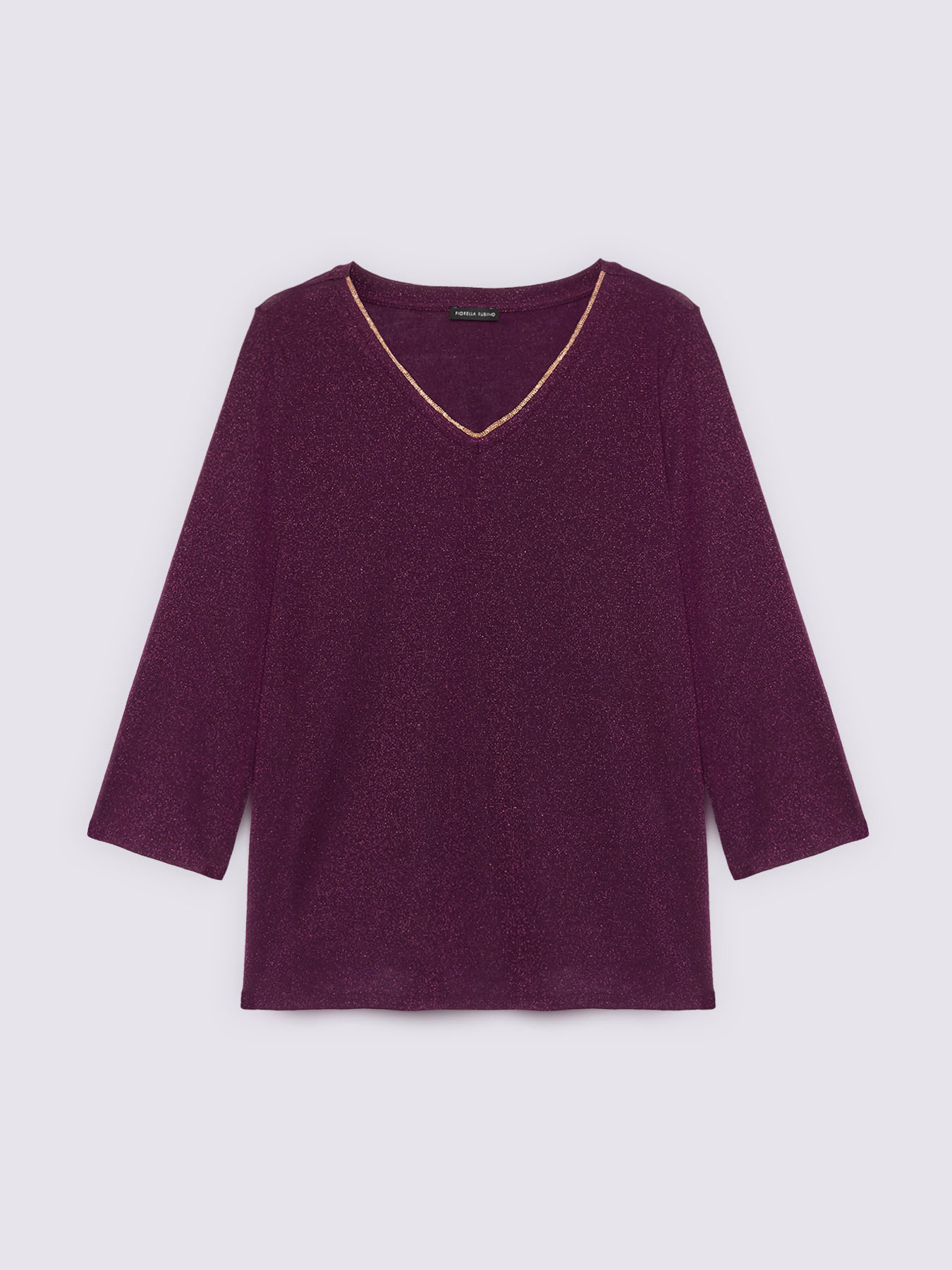 Lurex jersey V-neck T-shirt image number 4