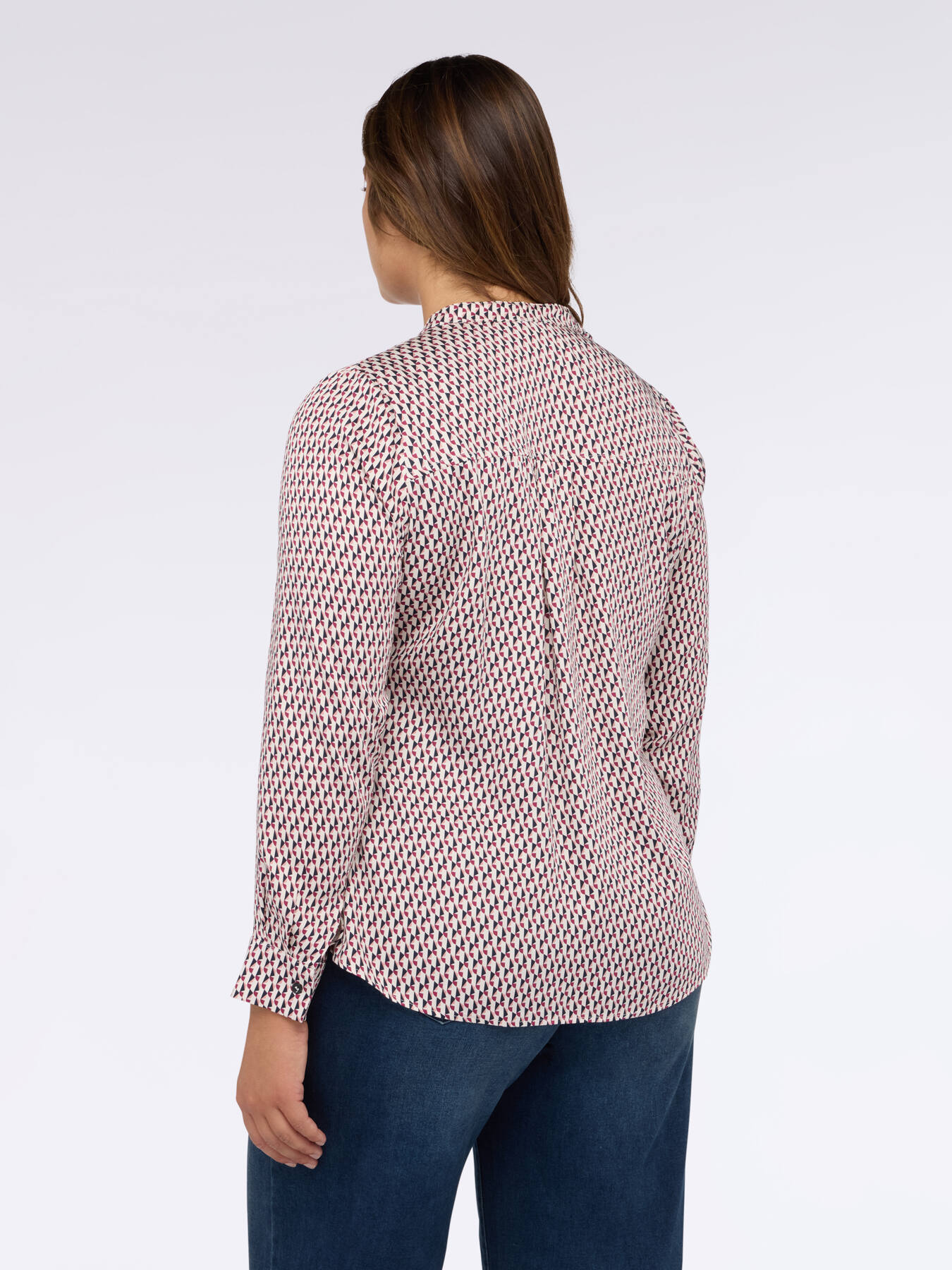 Geometric print satin blouse image number 1