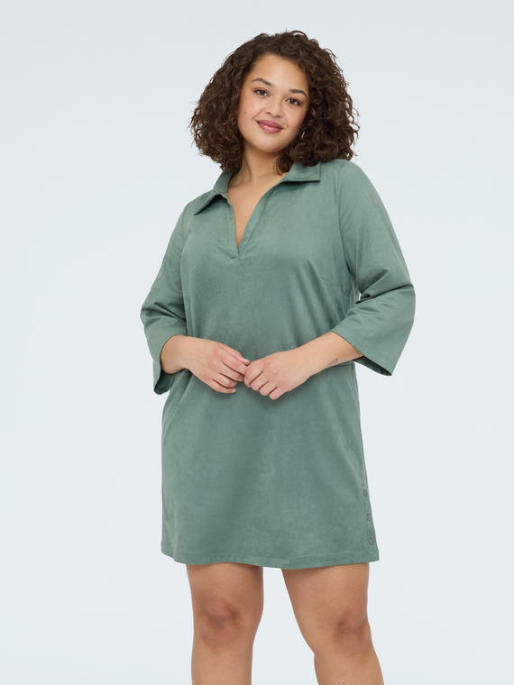 Soft touch short dress with polo collar