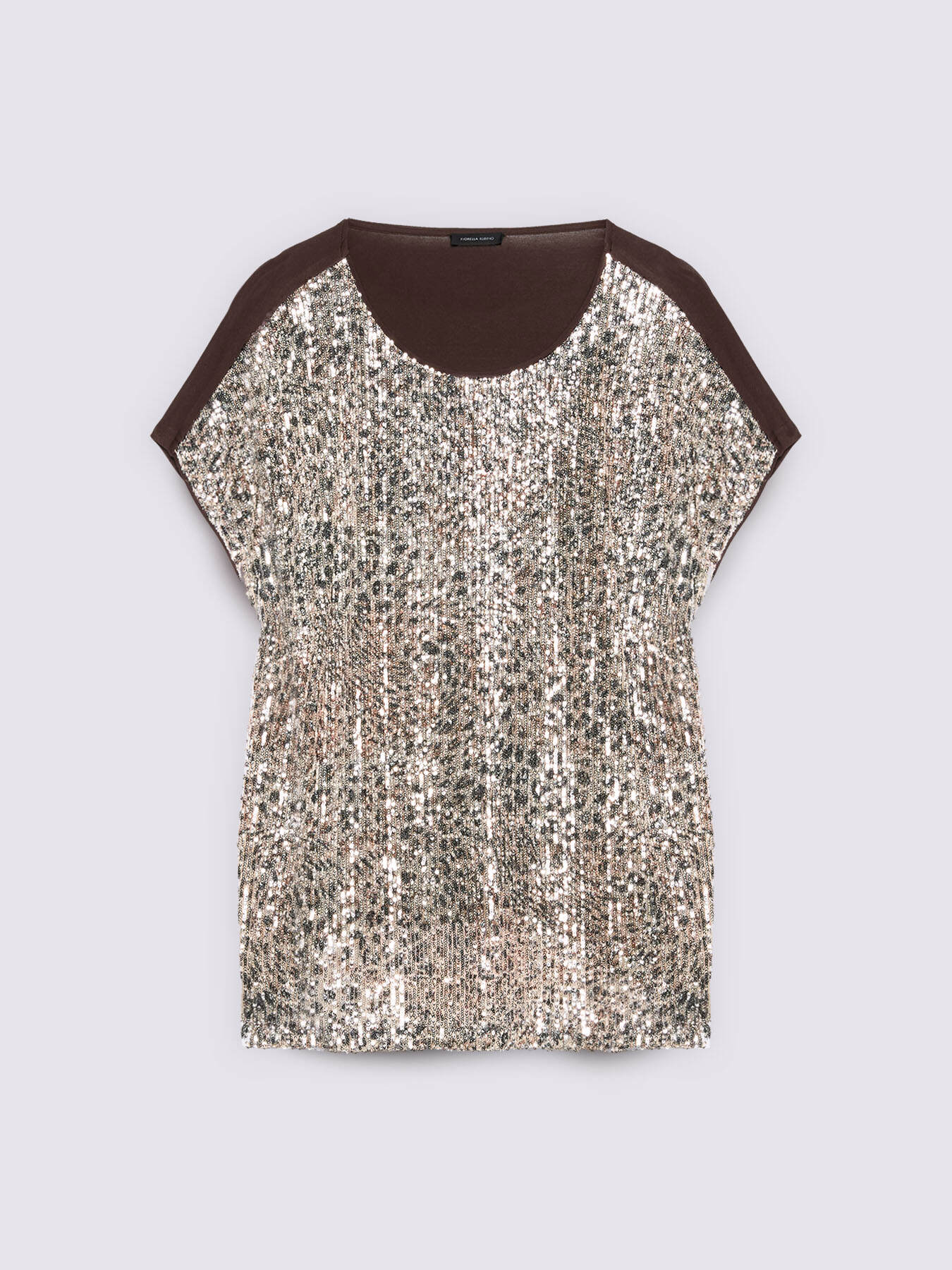 Two-material T-shirt with sequins image number 4