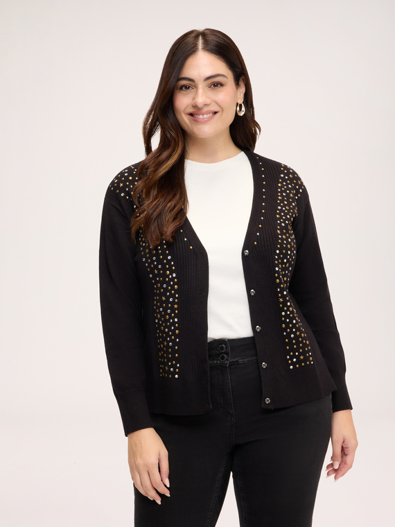 Cardigan mit V-Ausschnitt und Nieten