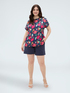 Two-tone knit top with floral print image number 3