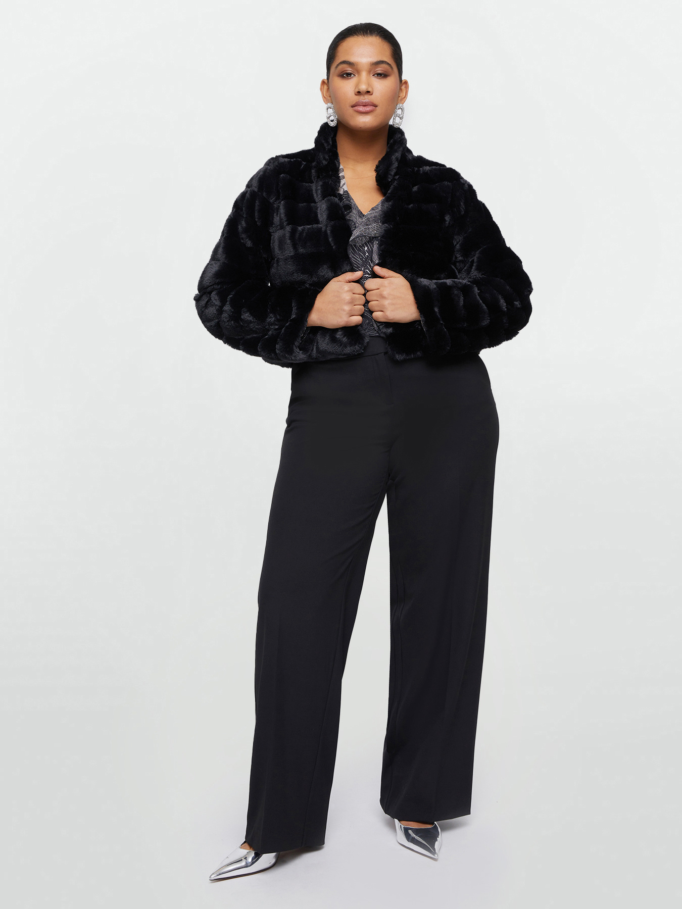 Short plush-effect jacket image number 0