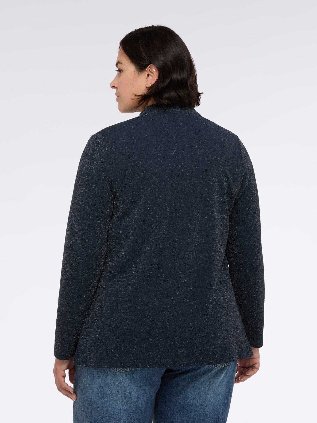 Cardigan aperto in jersey lurex image number 2