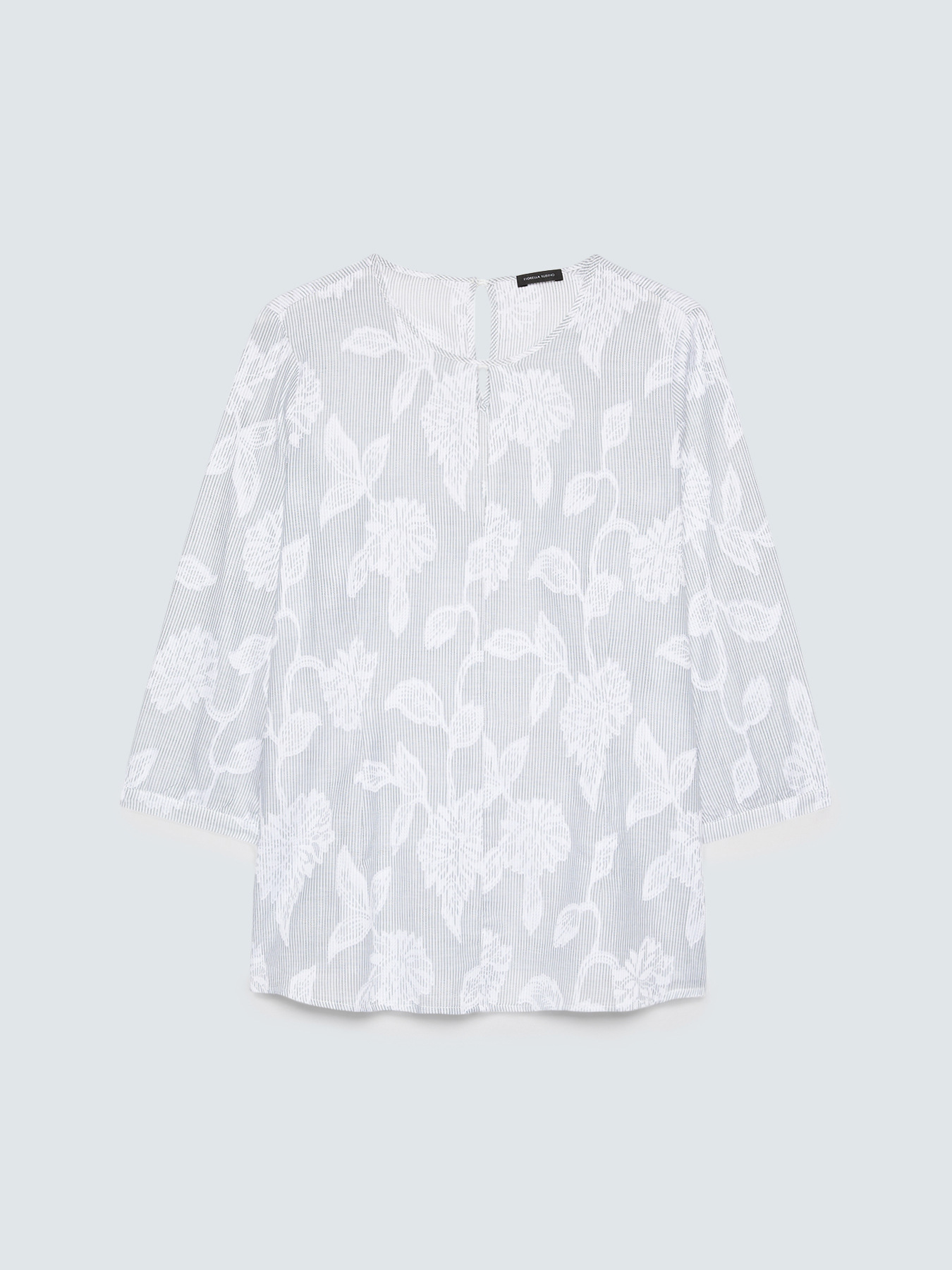 Cotton jacquard blouse with floral embroidery image number 4