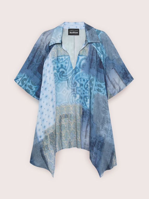 Blouse with faded bandana print