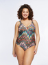 One-piece swimsuit with chevron print image number 2