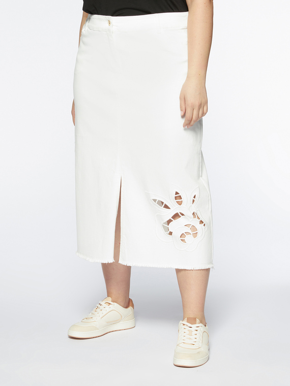 Fiorella Rubino - Gonna longuette ricamata Donna, Bianco Taglia: 39 (48 IT)