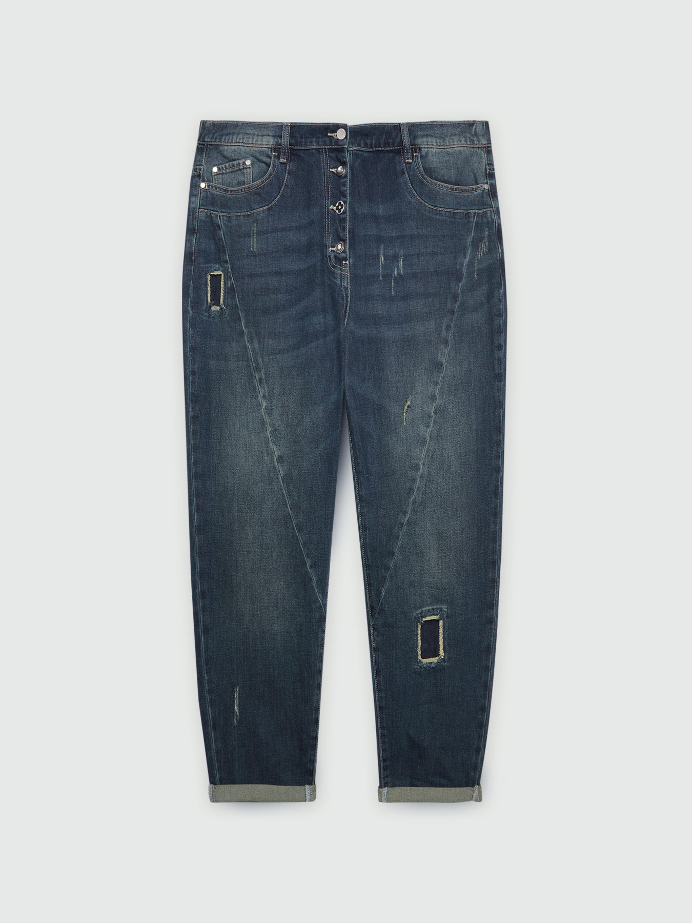 Barrel-Jeans mit Rissen und Flicken image number 4