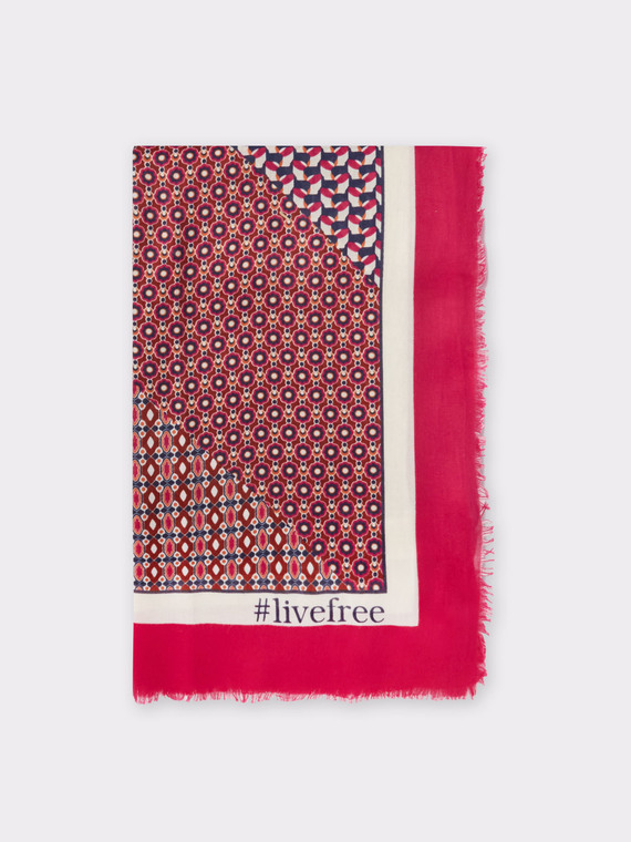 Printed scarf in cyclamen shades