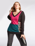 Maglia colour block con scollo a V image number 2