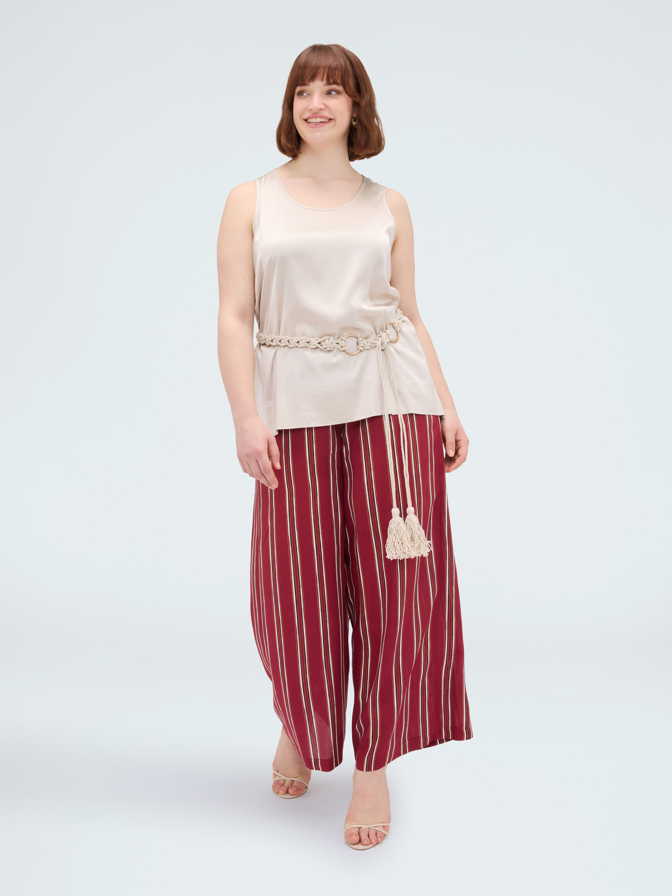Striped Viscose Wide Leg Trousers image number 2