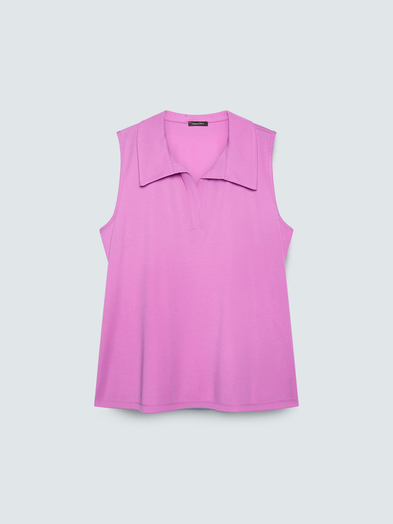 Jersey top with polo collar