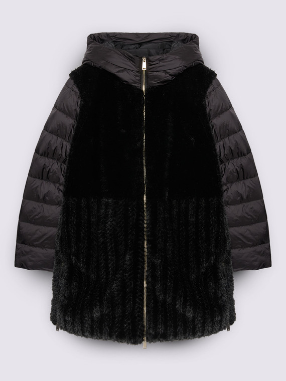 Piumino bimaterico con cappuccio - vista alternativa | Fiorella Rubino