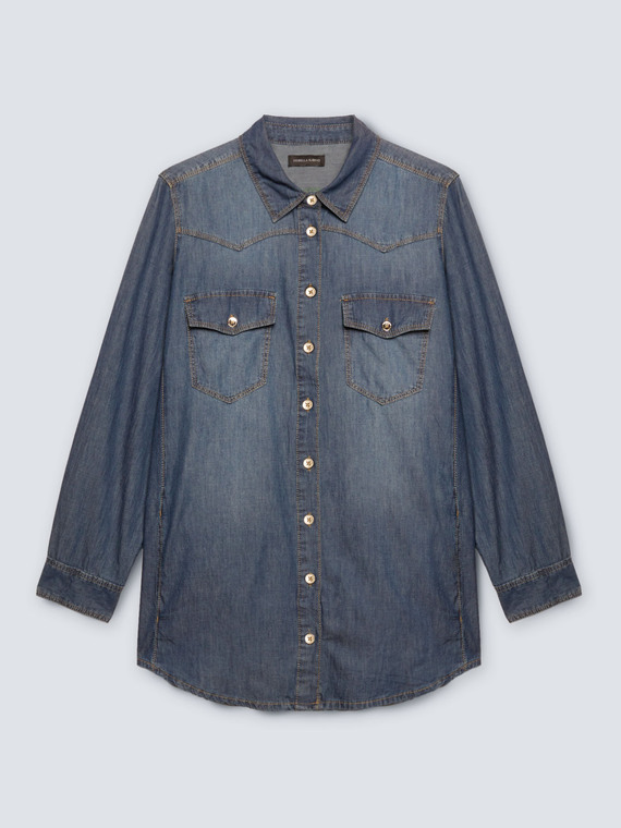 Camicia in chambray mid blue