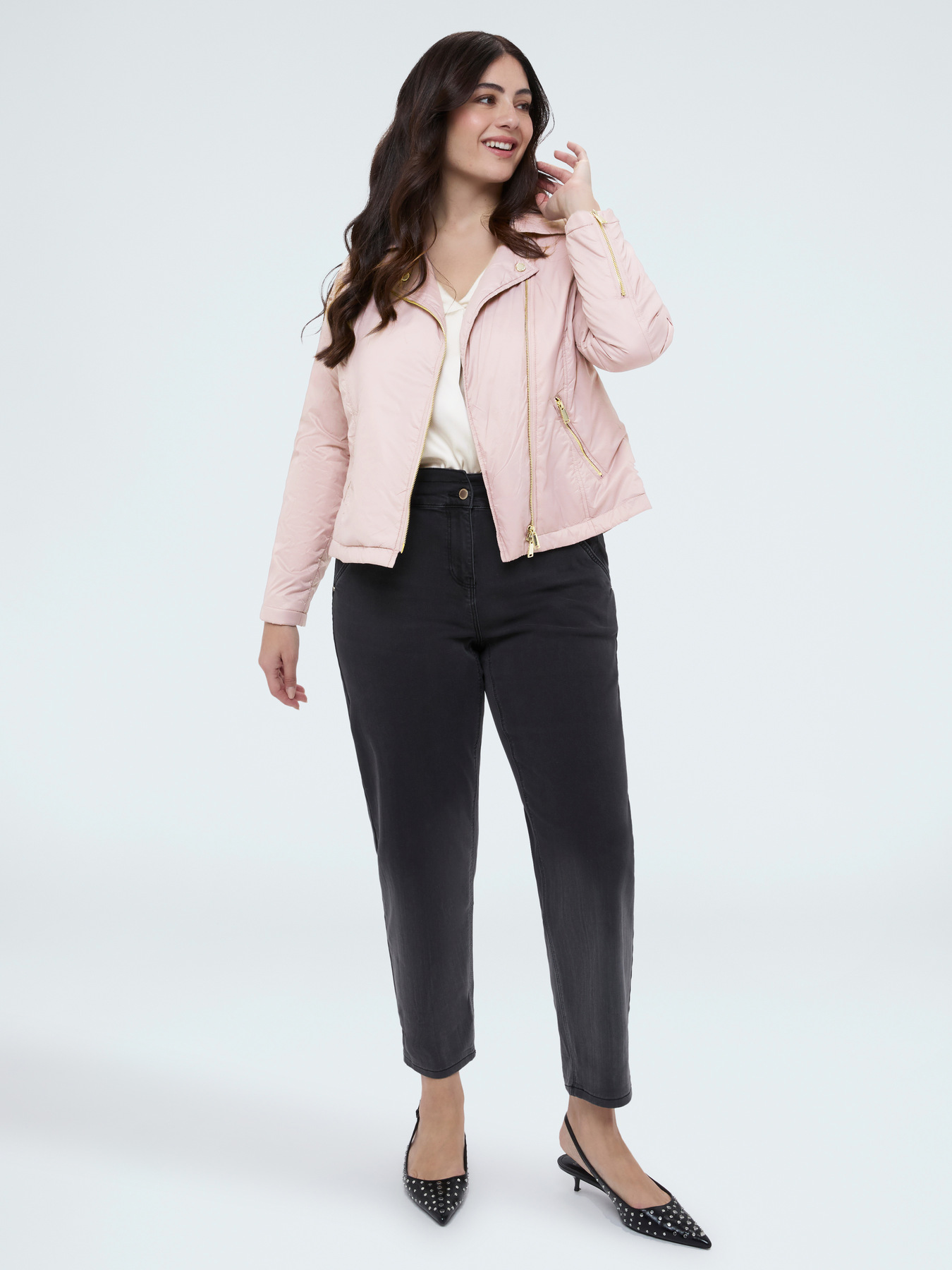 Biker puffer jacket with asymmetric closure image number 2