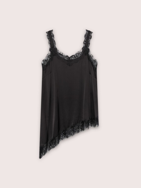 Viscose satin top with lace details