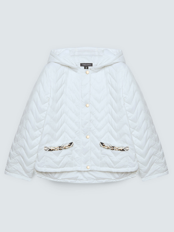 Quilted down jacket with chevron pattern