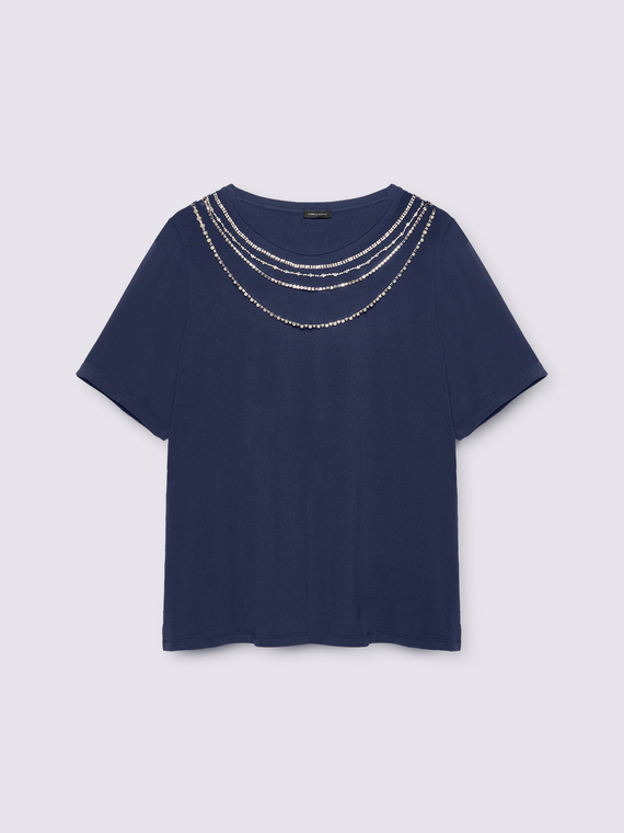 T-shirt con applicazioni gioiello