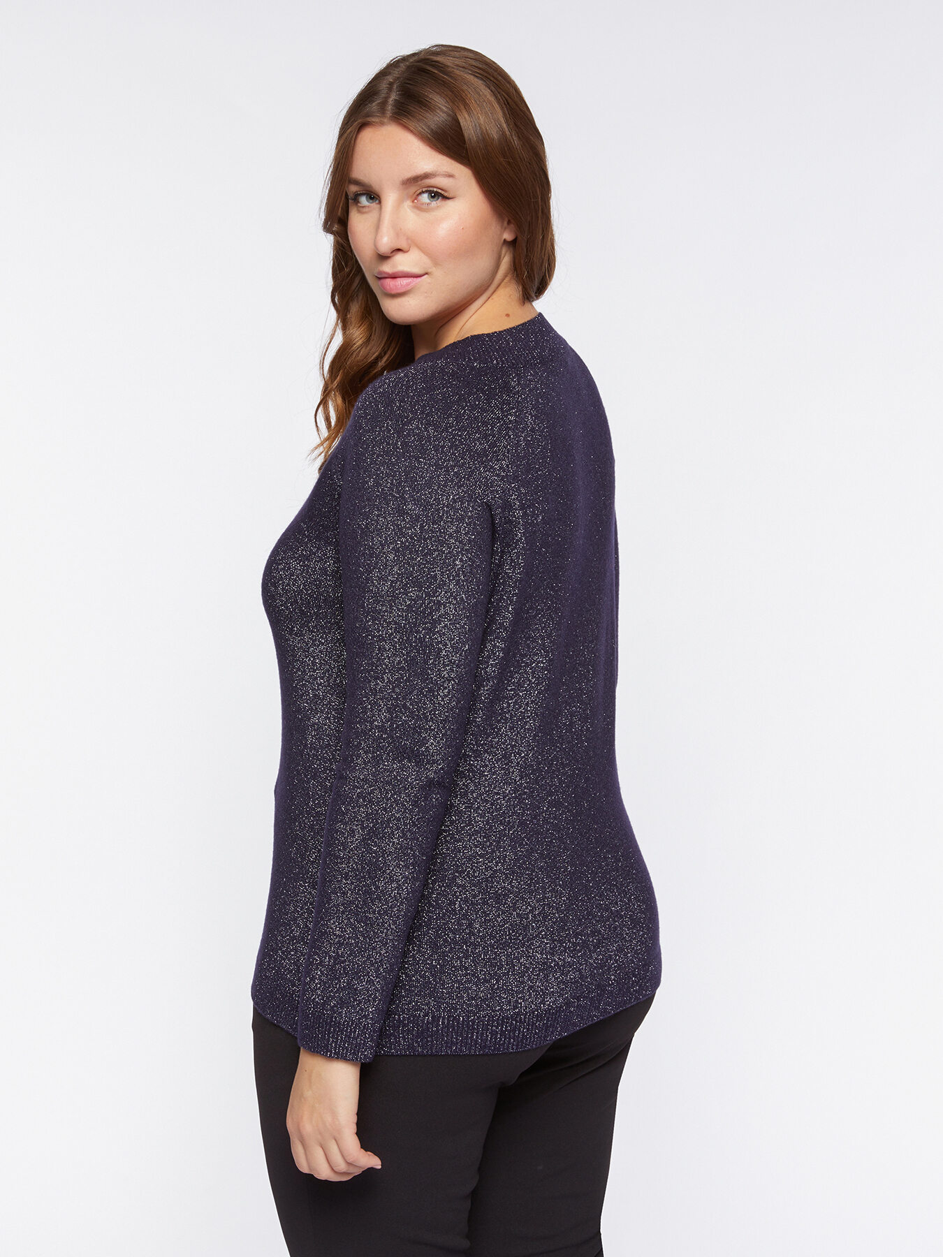 Pull en lurex à col en V image number 1