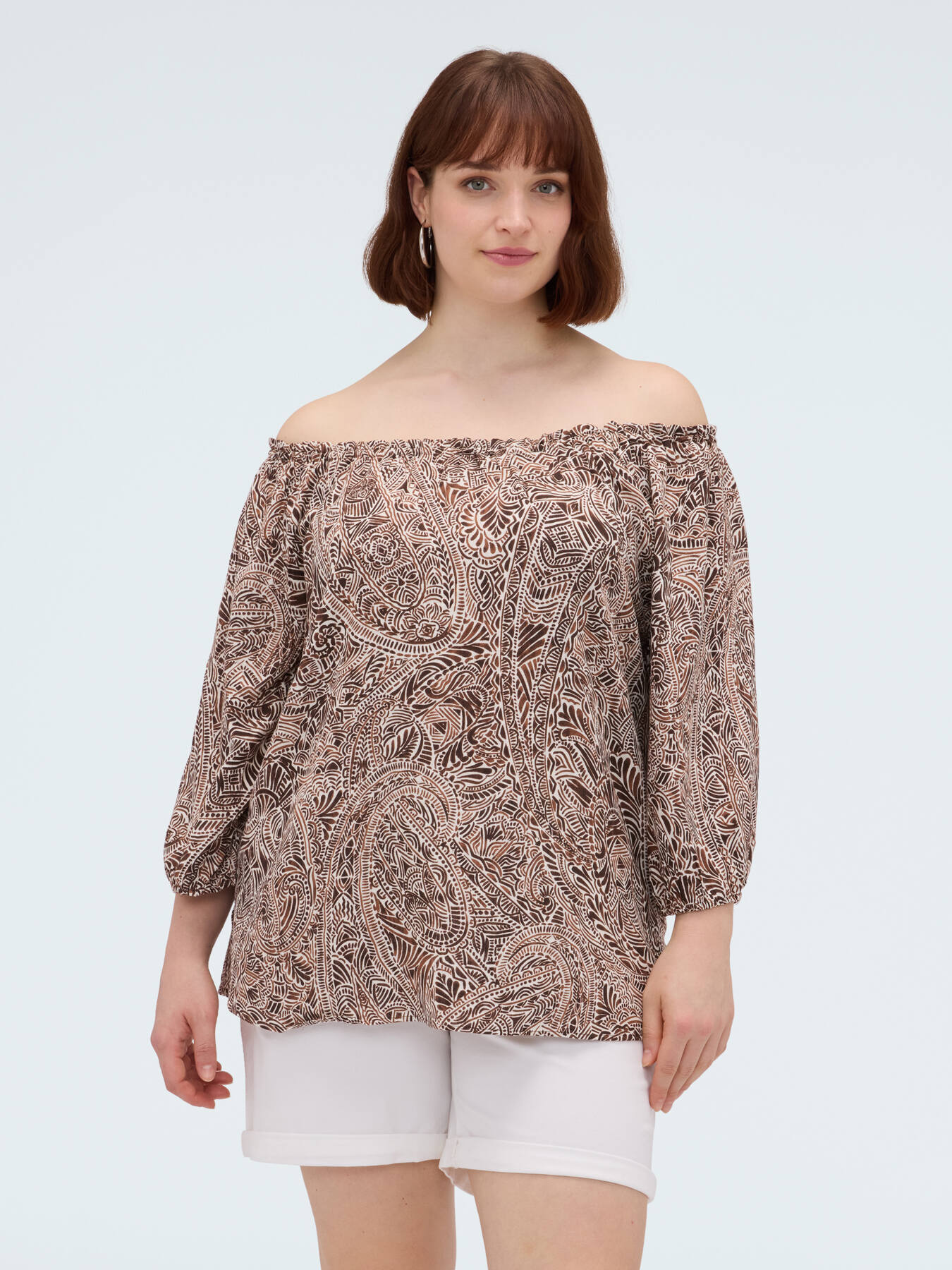 Off-shoulder blouse with print image number 2