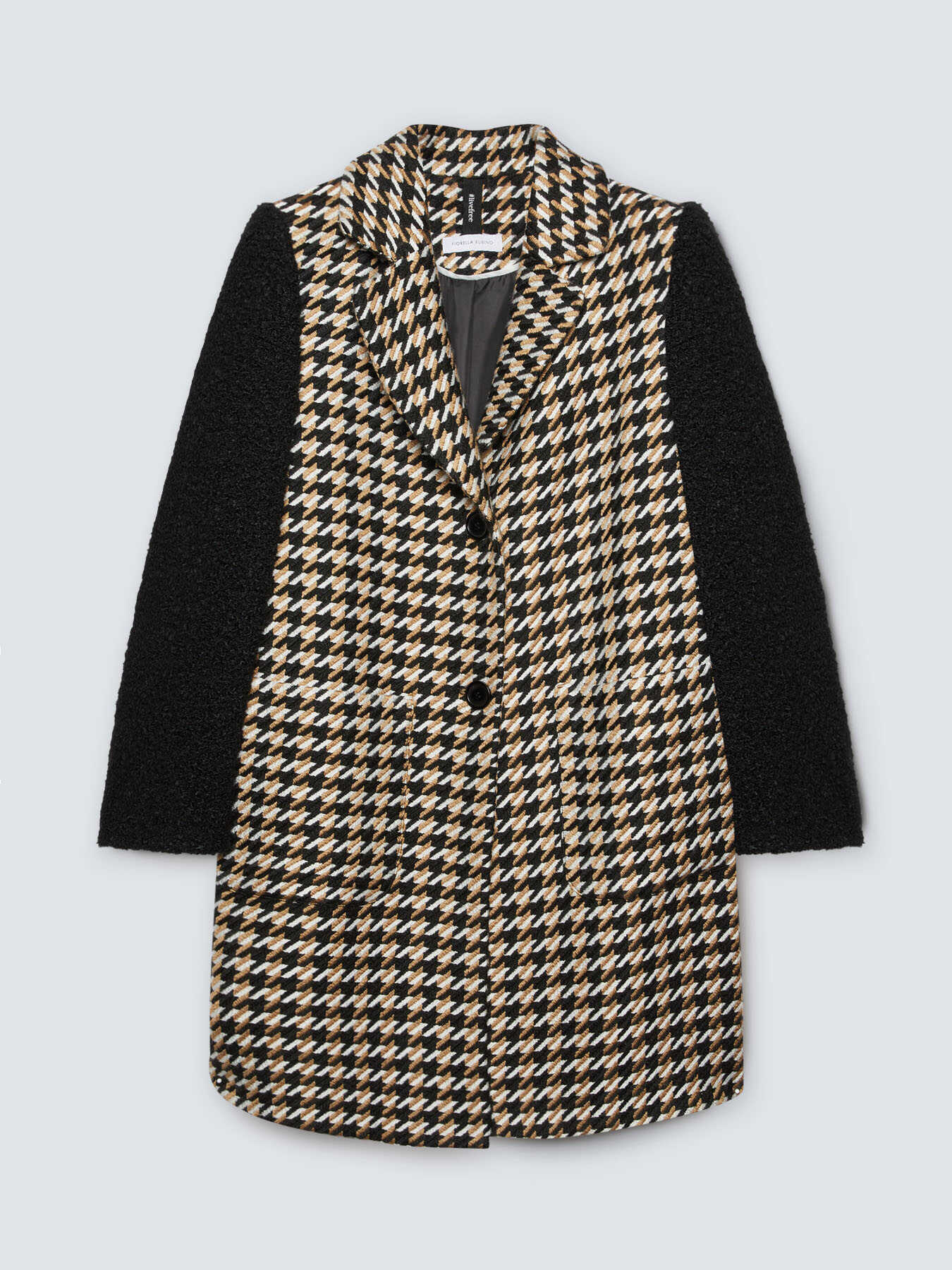 Houndstooth coat with knit sleeves image number 4