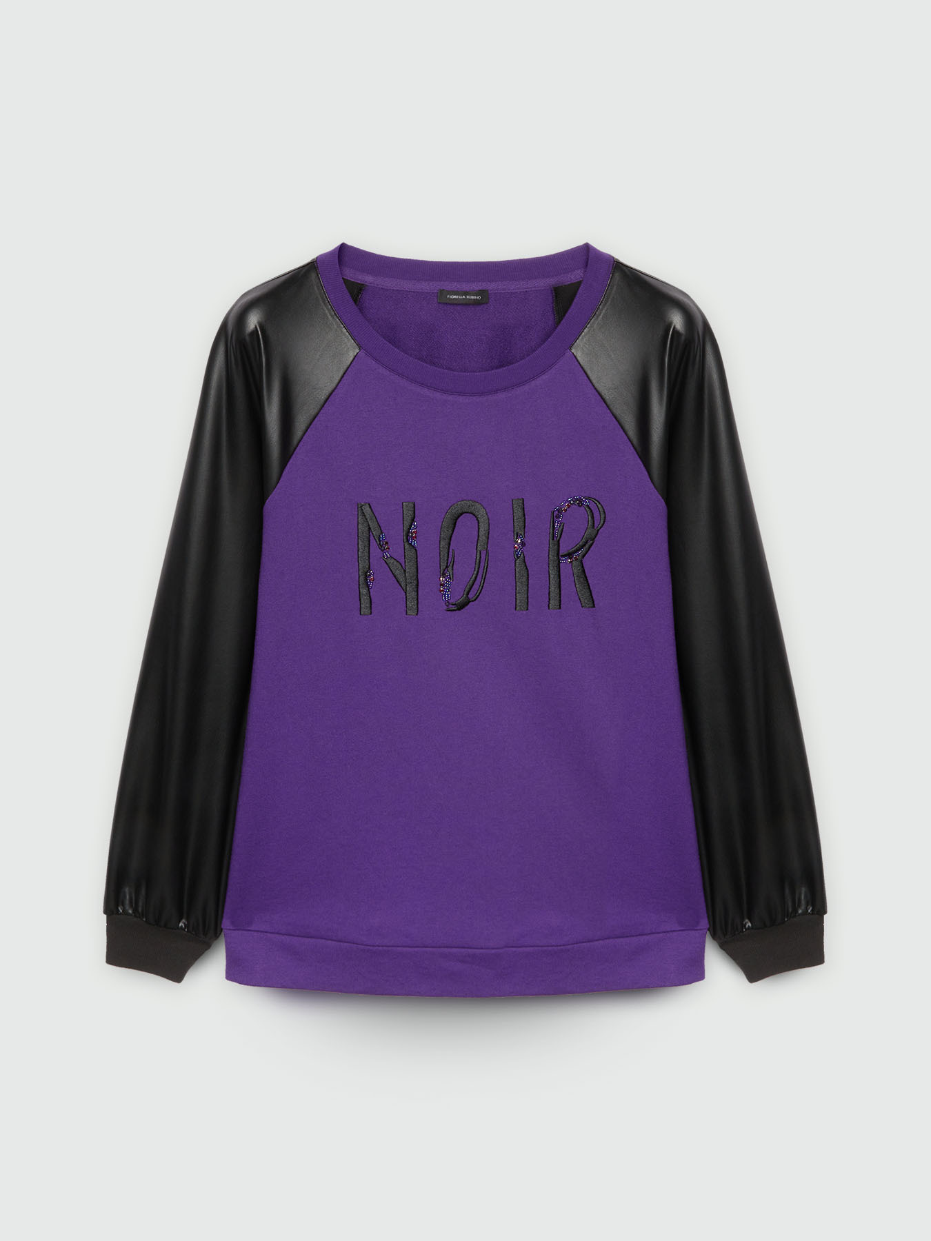 Felpa ricamata in due tessuti image number 5