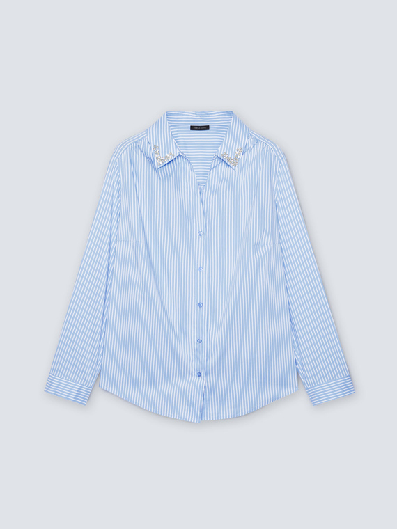 Striped shirt with embroidered collar