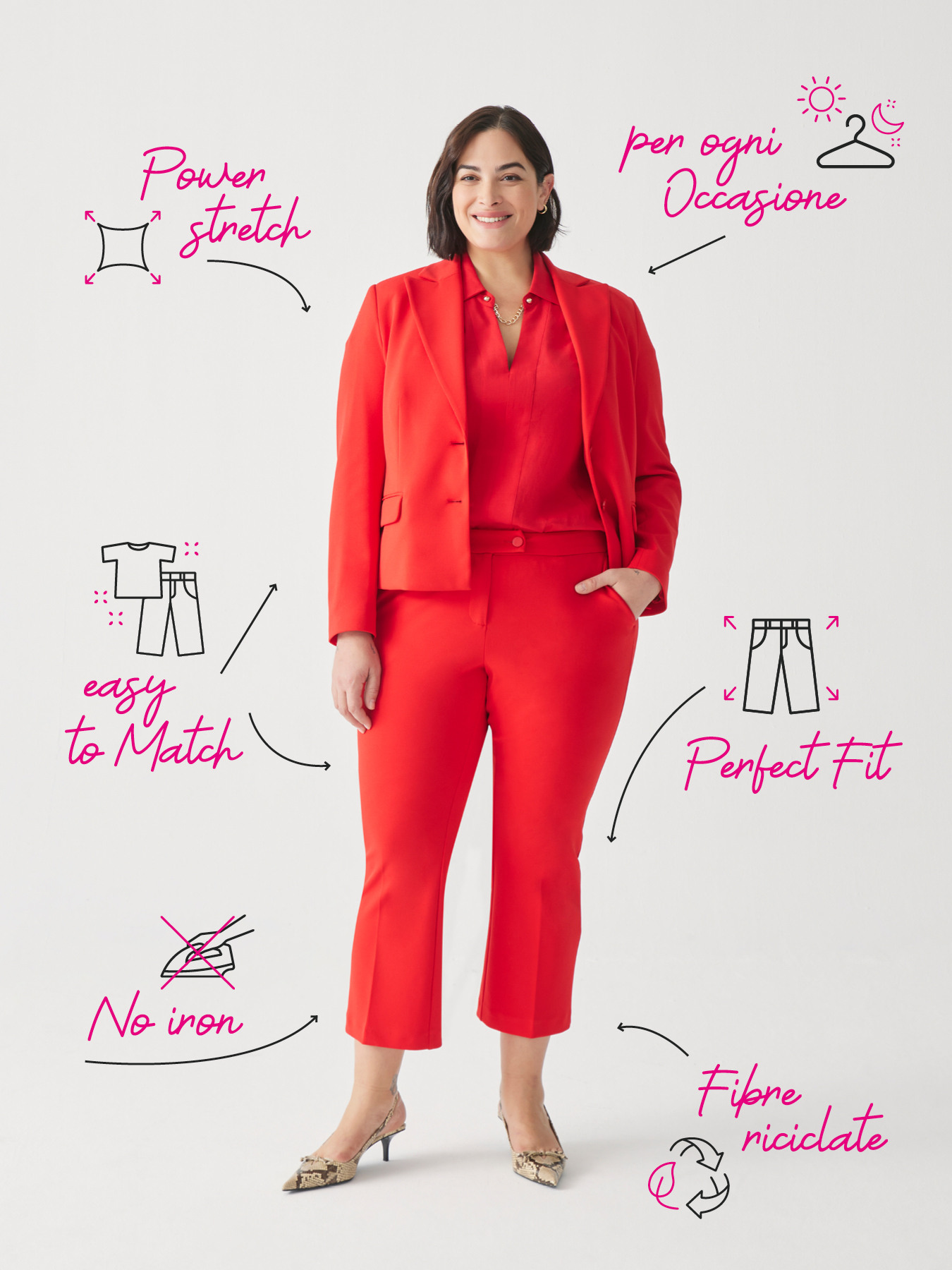 Stretch fabric kick flare trousers image number 4