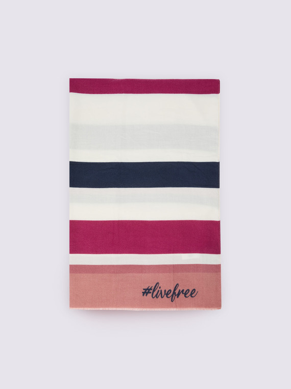 Striped scarf with #livefree logo